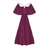 New Regular Casual Daily Terrycotton Woven Square Neck Short Sleeve Skater Maxi Length Dress