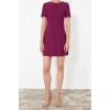 New Regular Day Night Finike Woven Crew Neck Short Sleeve Bodycon Mini Length Dress