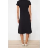 Yeni Regular Casual Günlük Likralı Süprem Örme Polo Yaka Kısa Kol T-Shirt Elbise Midi Boy Elbise
