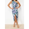 New Slim Casual Daily Thick Sandy Knitted Asymmetrical Collar Sleeveless Sleeve Bodycone Midi Length Dress