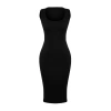 New Slim Casual Daily Regenerated Camisole Knitted Pool Neck Sleeveless Sleeve Bodycone Midi Length Dress