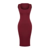 New Slim Casual Daily Regenerated Camisole Knitted Pool Neck Sleeveless Sleeve Bodycone Midi Length Dress