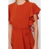 New Regular Casual Daily Aerobin Woven Crew Neck Short Sleeve Skater Mini Length Dress