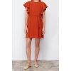 New Regular Casual Daily Aerobin Woven Crew Neck Short Sleeve Skater Mini Length Dress