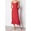 New Regular Day Night Shally Woven V Neck Strappy Sleeve A-Line Maxi Length Dress