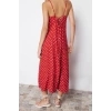 New Regular Day Night Shally Woven V Neck Strappy Sleeve A-Line Maxi Length Dress