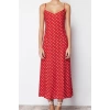 New Regular Day Night Shally Woven V Neck Strappy Sleeve A-Line Maxi Length Dress