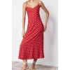 New Regular Day Night Shally Woven V Neck Strappy Sleeve A-Line Maxi Length Dress
