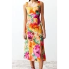 New Regular Casual Daily Lilyum Woven Square Neck Strappy Sleeve A-Line Midi Length Dress