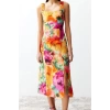New Regular Casual Daily Lilyum Woven Square Neck Strappy Sleeve A-Line Midi Length Dress