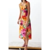New Regular Casual Daily Lilyum Woven Square Neck Strappy Sleeve A-Line Midi Length Dress