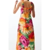 New Regular Casual Daily Lilyum Woven Square Neck Strappy Sleeve A-Line Midi Length Dress