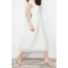 New Regular Day Night Yoryo Chiffon Woven Heart Neck Short Sleeve Skater Midi Length Dress