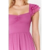 New Regular Day Night Yoryo Chiffon Woven Heart Neck Short Sleeve Skater Midi Length Dress