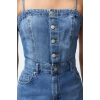 New Fit Casual Daily Rigid Denim Square Neck Strappy Sleeve Basic Maxi Length Dress