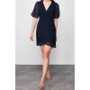 New Regular Day Night Chiffon Woven Double Breasted Short Sleeve Double Breasted Mini Length Dress