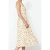 New Regular Casual Daily Embroidered Woven Square Collar Strappy Sleeve Shift Midi Length Dress