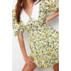 New Regular Day Night Moss Crepe Woven V Neck Short Sleeve Skater Mini Length Dress