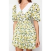 New Regular Day Night Moss Crepe Woven V Neck Short Sleeve Skater Mini Length Dress