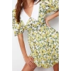 New Regular Day Night Moss Crepe Woven V Neck Short Sleeve Skater Mini Length Dress