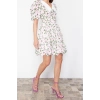 New Regular Day Night Moss Crepe Woven V Neck Short Sleeve Skater Mini Length Dress