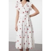 New Regular Casual Daily Terrycotton Woven Double Breasted Sleeveless A-Line Midi Length Dress