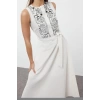 New Regular Casual Daily Linen Look Woven Crew Neck Sleeveless Sleeve A-Line Midi Length Dress