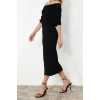 New Regular Casual Daily Single Plate Knitwear Carmen Collar Sleeveless Sleeve Shift Maxi Length Dress