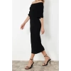 New Regular Casual Daily Single Plate Knitwear Carmen Collar Sleeveless Sleeve Shift Maxi Length Dress