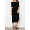 New Regular Casual Daily Single Plate Knitwear Carmen Collar Sleeveless Sleeve Shift Maxi Length Dress