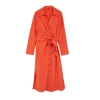 New Regular Casual Daily Lilyum Woven Shirt Collar Long Sleeve Shirt Dress Midi Length Dress