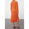 New Regular Casual Daily Lilyum Woven Shirt Collar Long Sleeve Shirt Dress Midi Length Dress