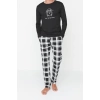 Mens 100% Cotton Crew Neck Long Sleeve Regular Fit Crew Neck Pajama Set