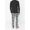 Mens 100% Cotton Crew Neck Long Sleeve Regular Fit Crew Neck Pajama Set