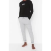 Erkek %100 Pamuk Bisiklet Yaka Uzun Kol Slogan Baskılı Regular Fit Örme Pijama Takımı