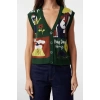 Women Fashion Stylish Regular V Neck Regular Buttoned Knitwear Vest