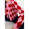 Kadın Moda Şık Crop Bisiklet Yaka Slim Crop Desenli Jakarlı Ceket Görünümlü Triko Hırka