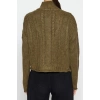 Kadın Moda Şık Crop Dik Yaka Regular Crop Yumuşak Dokulu Fermuarlı Saç Örgülü Triko Hırka