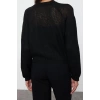 Kadın Moda Şık Crop Bisiklet Yaka Regular Crop Yumuşak Dokulu Gevşek Örgü Triko Hırka