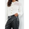Kadın Moda Şık Crop Bisiklet Yaka Regular Crop Yumuşak Dokulu Gevşek Örgü Triko Hırka