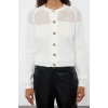 Kadın Moda Şık Crop Bisiklet Yaka Regular Crop Yumuşak Dokulu Gevşek Örgü Triko Hırka