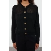 Kadın Moda Şık Crop Bisiklet Yaka Regular Crop Yumuşak Dokulu Gevşek Örgü Triko Hırka