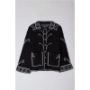 Women Fashion Stylish Regular Polo Collar Regular Ethnic Patterned Knitwear Cardigan