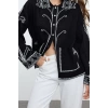 Women Fashion Stylish Regular Polo Collar Regular Ethnic Patterned Knitwear Cardigan