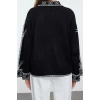 Women Fashion Stylish Regular Polo Collar Regular Ethnic Patterned Knitwear Cardigan