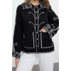 Women Fashion Stylish Regular Polo Collar Regular Ethnic Patterned Knitwear Cardigan