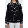 Women Fashion Stylish Regular Polo Collar Regular Ethnic Patterned Knitwear Cardigan