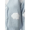 Women Fashion Stylish Crop V Neck Regular Crop Soft Texture Cloud Patterned V Neck Knitwear Cardigan