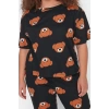 Plus Size Womens Cotton Crew Neck Short Sleeve Teddy Bear Patterned Knitted Pajama Set