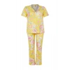 Plus Size Womens 100% Cotton Shirt Collar Short Sleeve Floral Patterned Shirt Collar Knitted Pajama Set